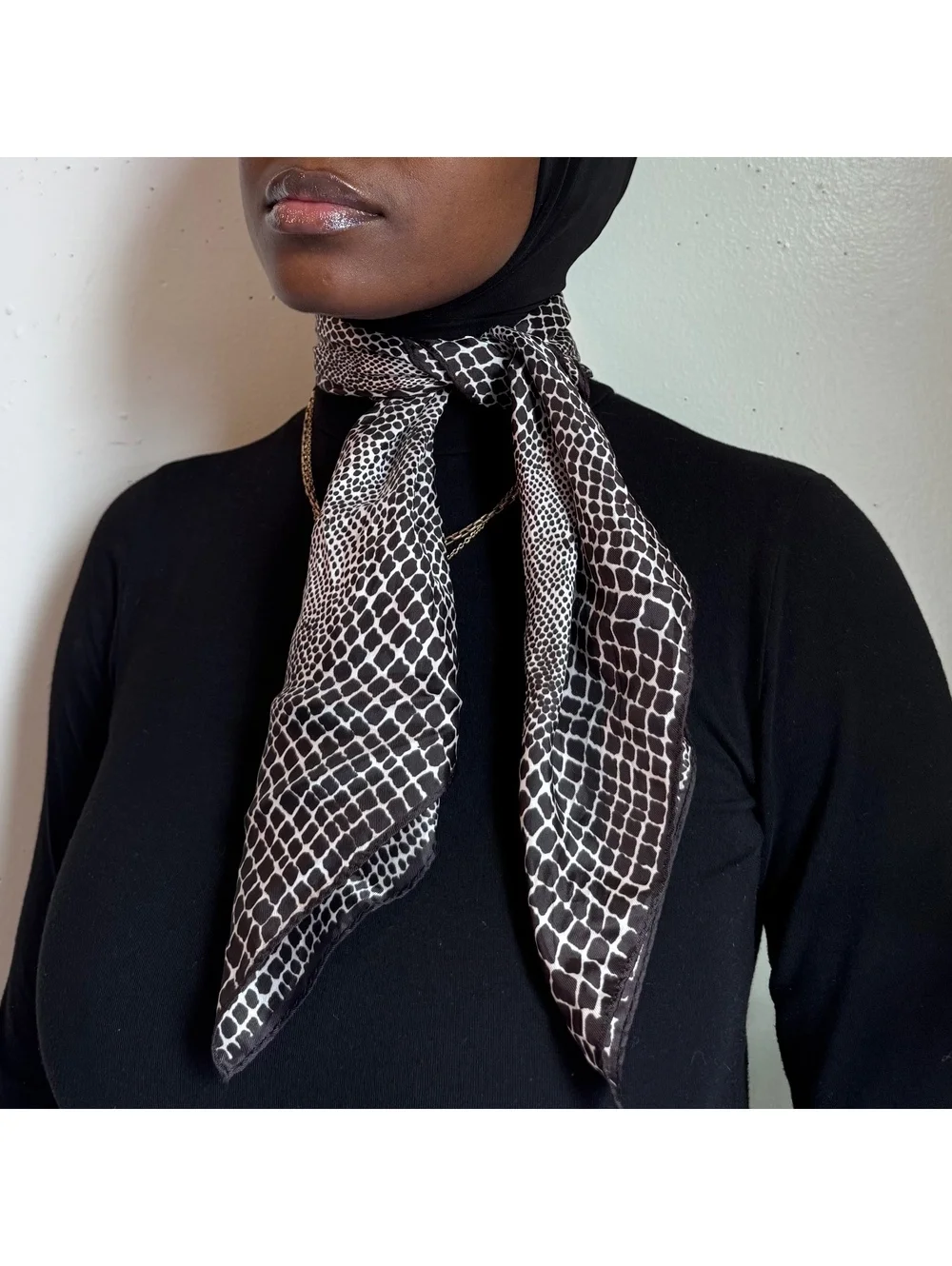 90s Snakeskin Print Square Scarf neck tie, headscarf, bandana